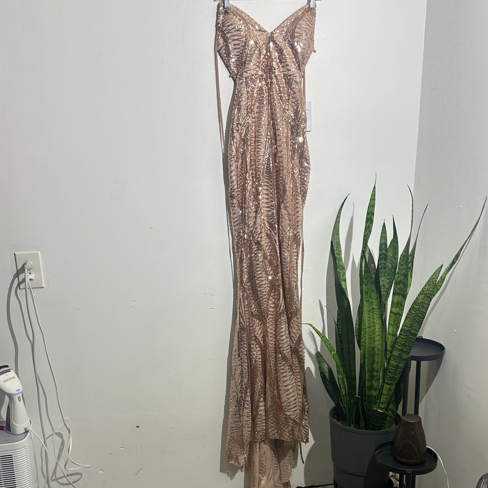 Elegant Sequin Prom Dress in Gold - Picture 1 of 9